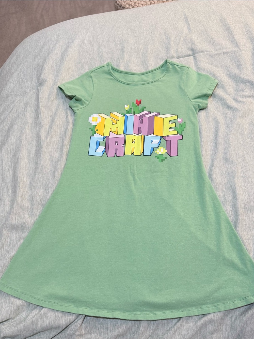 Mint Green 'Minecraft' Graphic Tee Dress Size 6